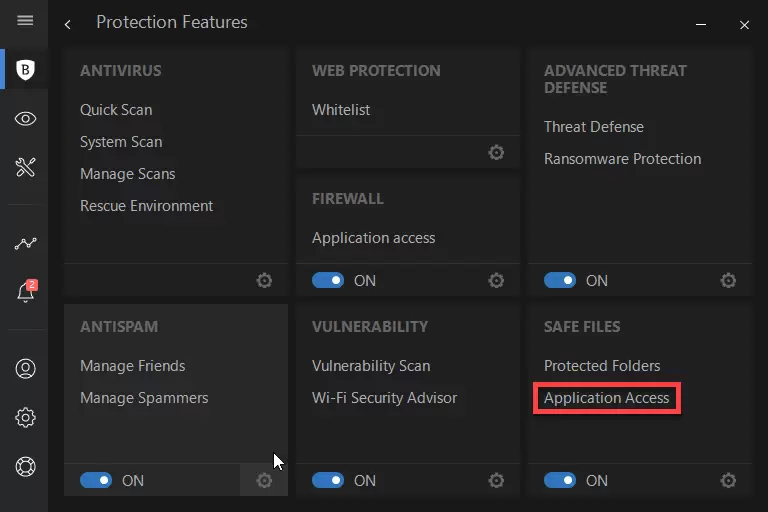 Bitdefender Antivirus Safe Files Main Screen.