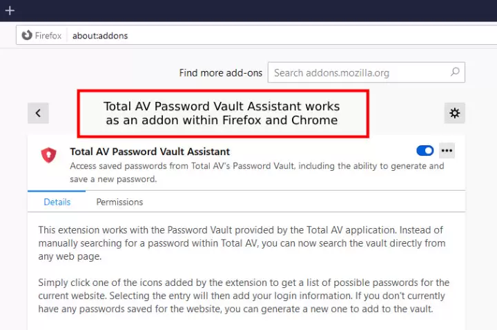 Total Av Password for Firefox.