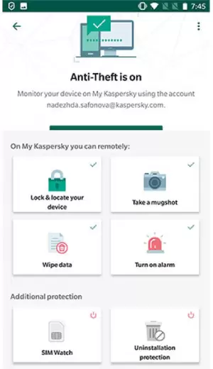 Kaspersky Mobile Virenschutz.