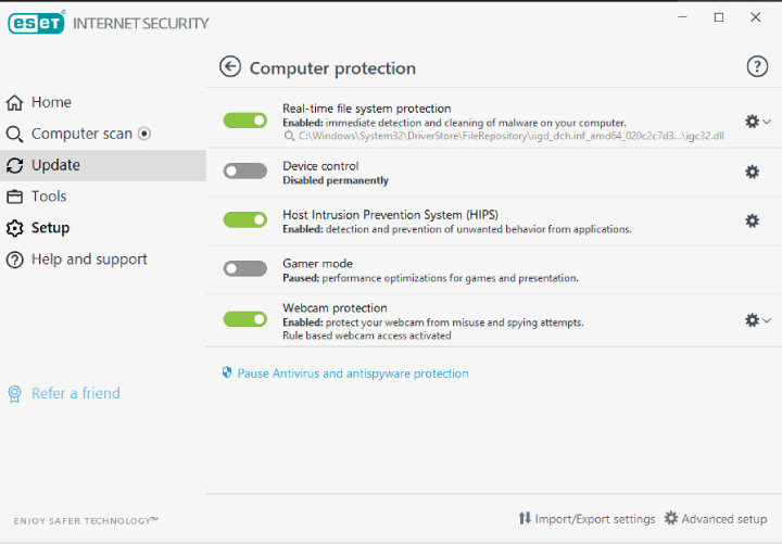 Eset Fucntions: Game Mode