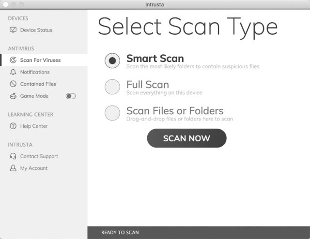 Intrusta Antivirus review - Smart Scan, Full Scan, Scan Files or Folders