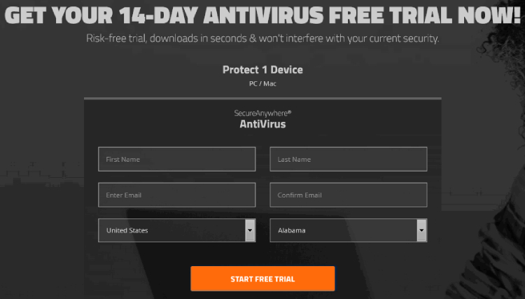 Prueba gratuita de Webroot Antivirus.
