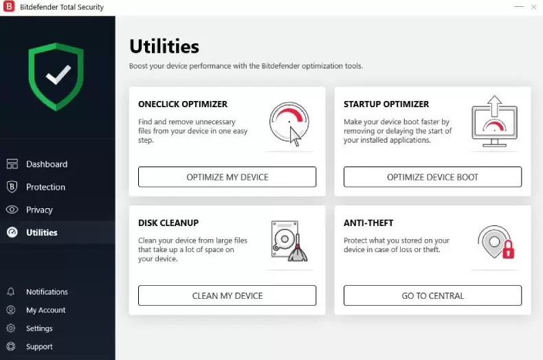 Bitdefender Antivirus Utilities and Extra Features.