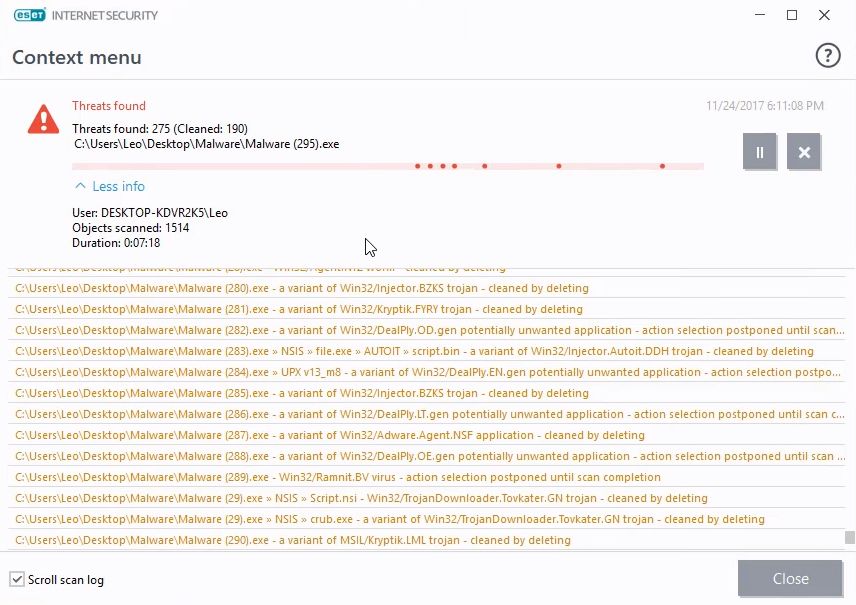 Eset Scan Screenshot