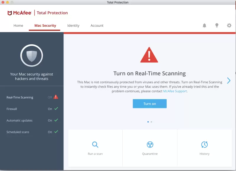 McAfee for Mac real-time scanning