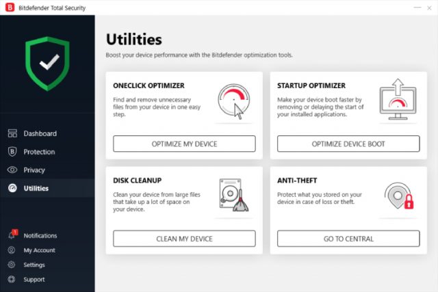 Affiliate Link Bitdefender Total Security 2021, main screen