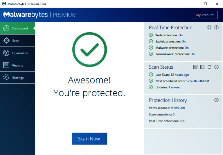 Malwarebytes Dashboard