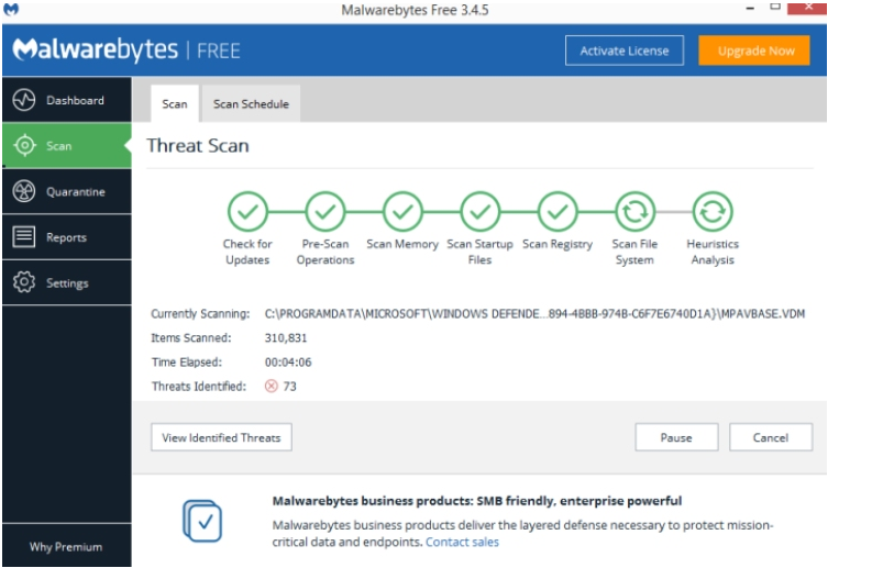 Malwarebytes Scan