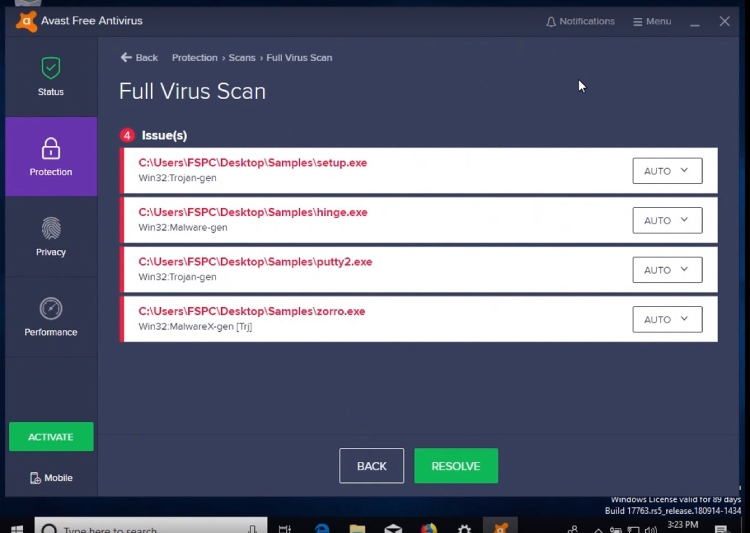 Avast Ease of Use, Avast Full Virus Scan