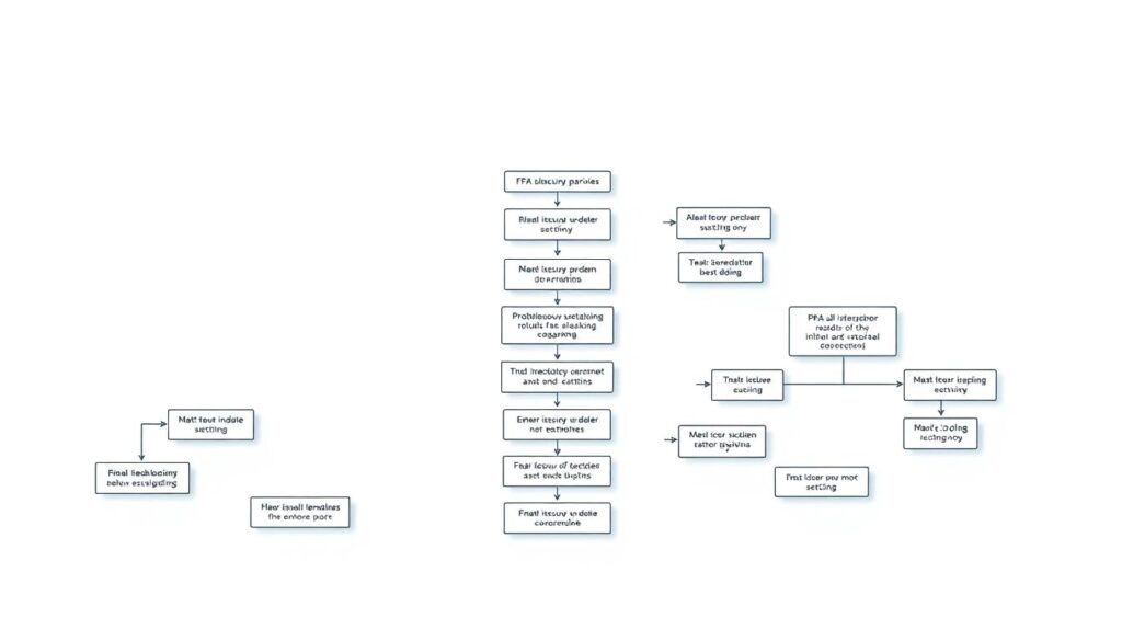 A detailed, multi-step MFA troubleshooting flowchart on a clean white background. The foreground features crisp, vector-style icons and decision boxes connected by clean, minimal lines. The middle ground showcases a logical progression of troubleshooting steps, with clearly delineated branches for common issues. The background has a subtle grid pattern, adding structure without distracting from the main content. Soft shadows and delicate shading create depth and emphasize the informational nature of the diagram. The overall aesthetic is professional, intuitive, and optimized for effective communication of MFA troubleshooting procedures.