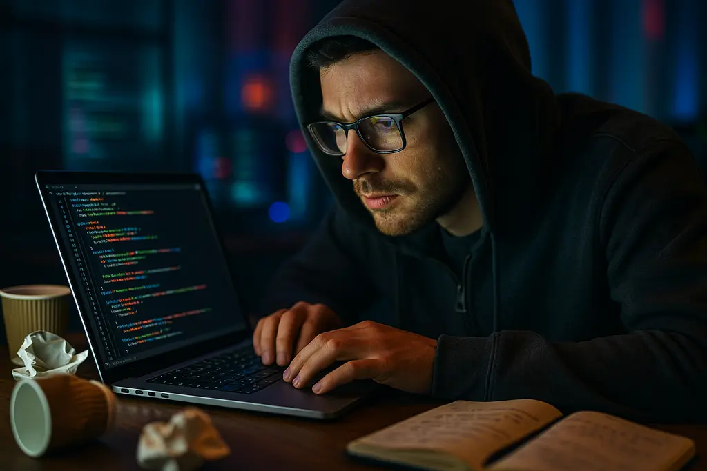 AI Code Assistants shown on a developer screen with security review tools nearby