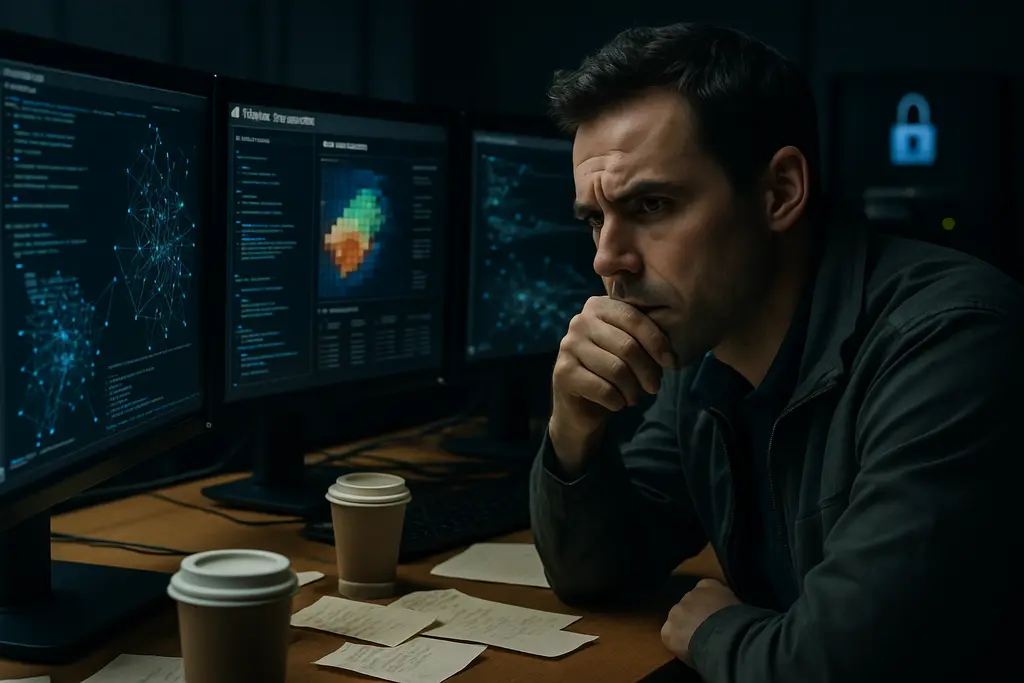 AI Misbehavior evaluation setup with isolated servers and monitoring screens