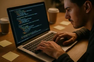 AI Technical Debt review board with code, alerts, and maintenance tasks