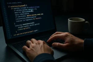 Mozilla Security Updates dashboard on a laptop in a security operations workspace