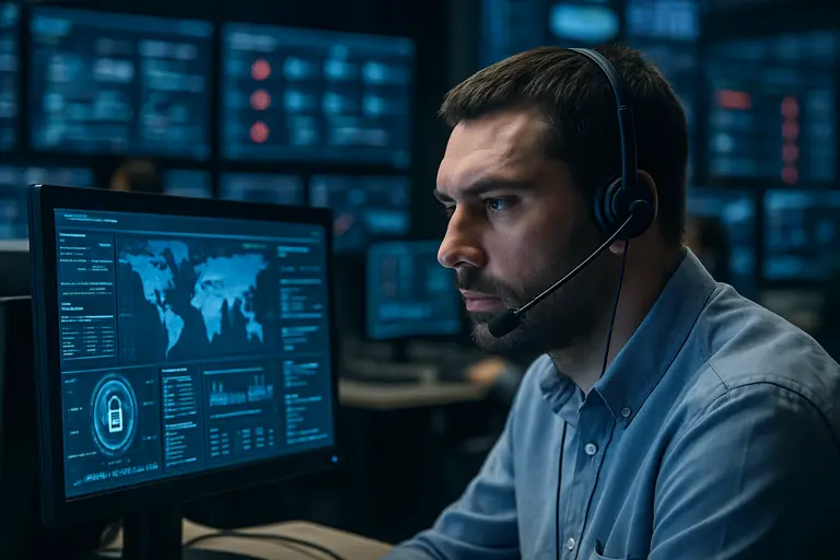 Technician checking an industrial control panel during maintenance