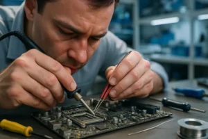 Hardware Security Standards diagram with chips, locks, and supply chain nodes