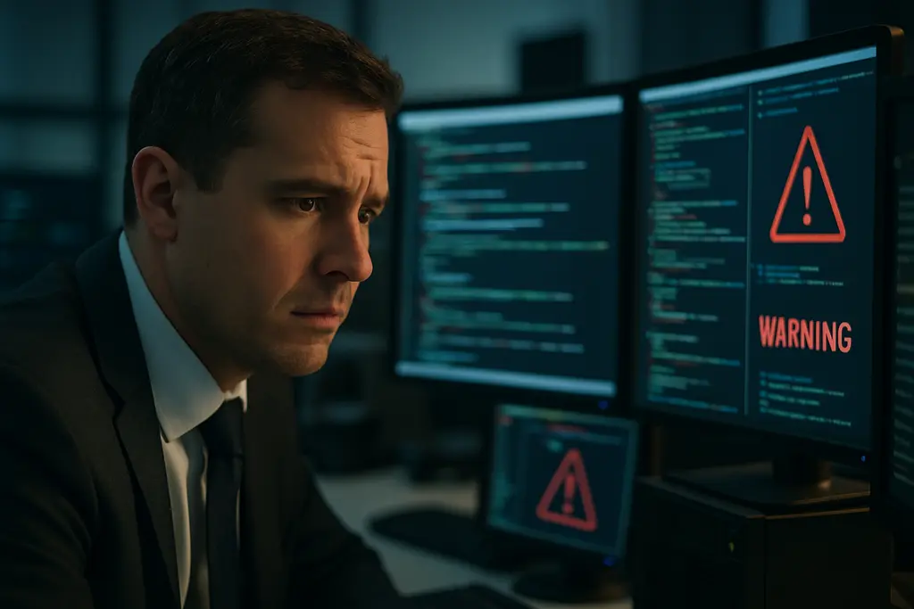 AI vulnerability costs dashboard reviewed by cybersecurity analysts in a bank operations room