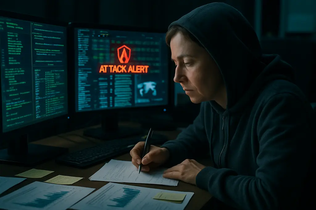 Security analyst reviewing exploited vulnerabilities on a monitoring dashboard