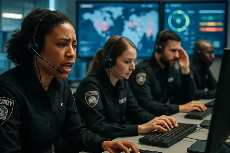 IT staff reviewing patch schedules in a network operations room