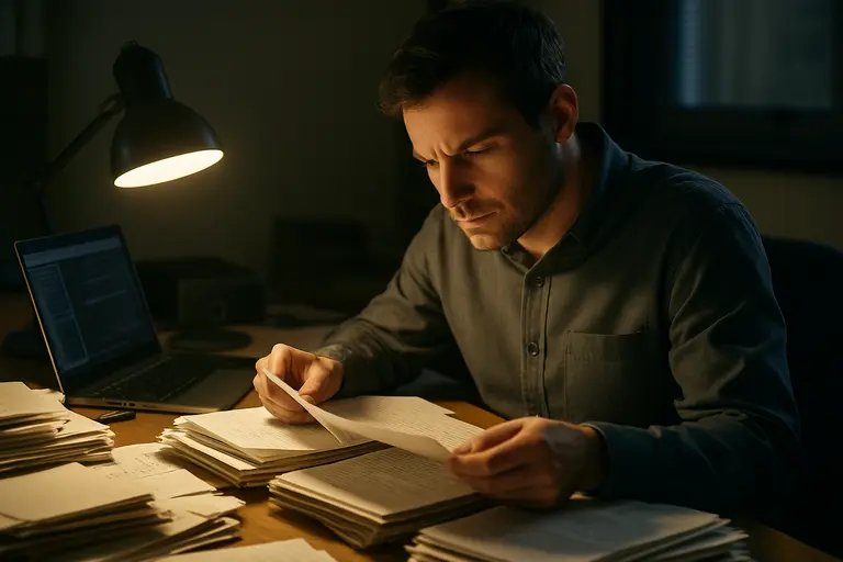 Legal documents with highlighted allegation sections on a desk