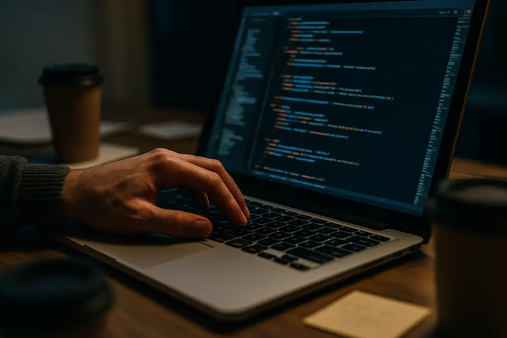 Developer reviewing open-source supply tools and package security alerts