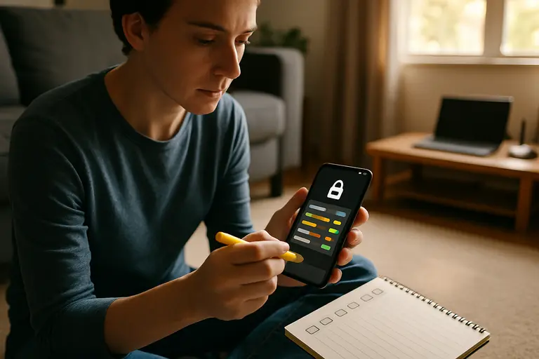 Person checking privacy options before uploading an image