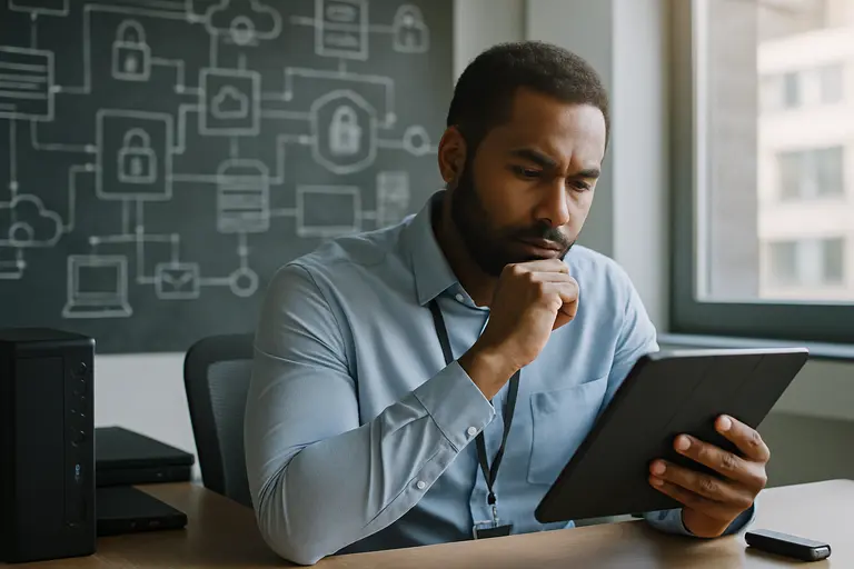Security team comparing asset inventory data with vulnerability findings